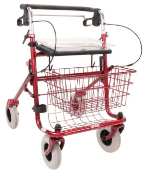 Rollator duwstang met beugel loop-rem onder