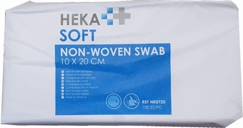 HEKASOFT non-woven 10x20 kompres 4-laags NIET STERIEL