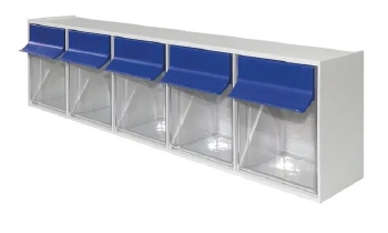 Dispenserbakken met 5 vakken, voor de grijpvoorraad, grijs