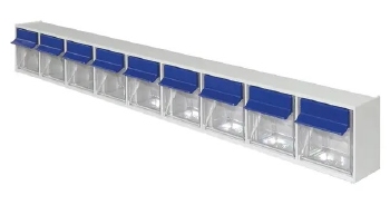 Dispenserbakken met 9 vakken, voor de grijpvoorraad, grijs