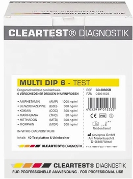 Cleartest Multi-Dip test voor 5 drugs in een urinebeker