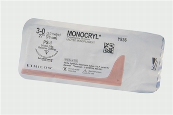 Hechtmateriaal Ethicon Monocryl 3/0 met naald FS-2-per doos